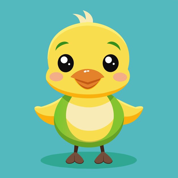una caricatura de un pato con una camisa amarilla en él