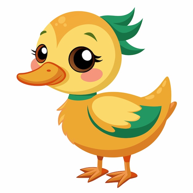 una caricatura de un pato con un cuello verde y una camisa verde