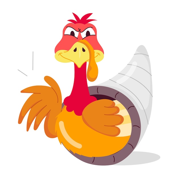 una caricatura de un pavo con un pavo en la espalda