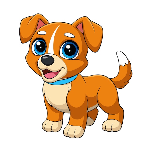 una caricatura de un perro con un cuello azul y un cuello blue
