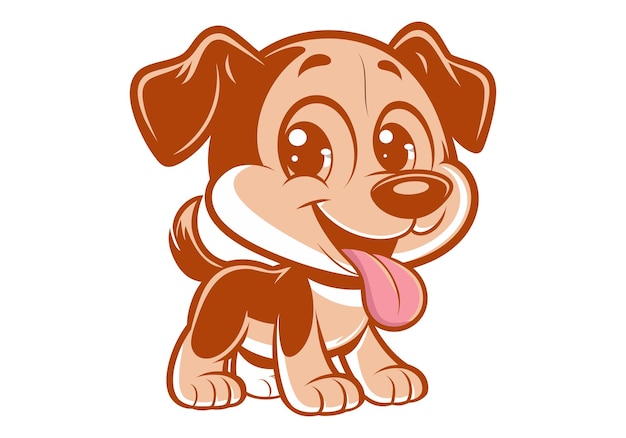 Vector caricatura de perro lindo sobre un fondo blanco