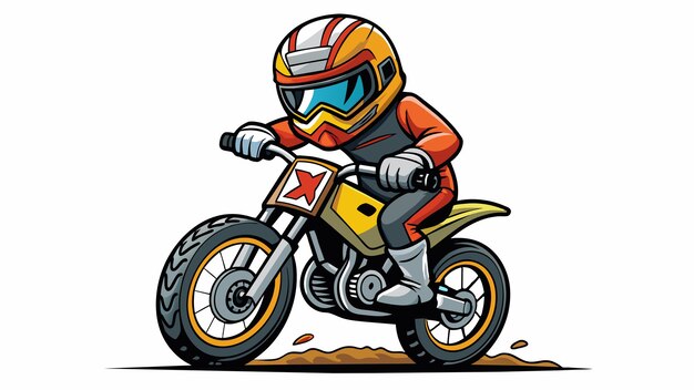 una caricatura de una persona en una motocicleta con una estrella en el frente
