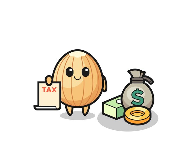 Caricatura de personaje de almendra como contador.