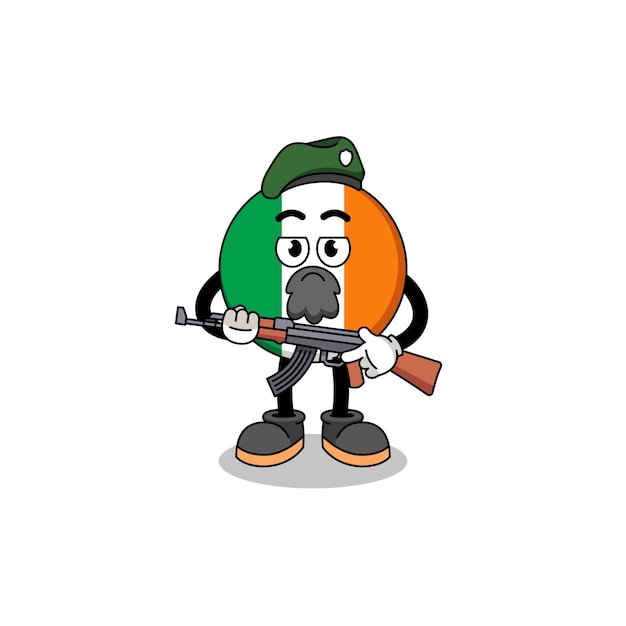 Caricatura de personaje de la bandera de irlanda como un diseño de personaje de fuerza especial
