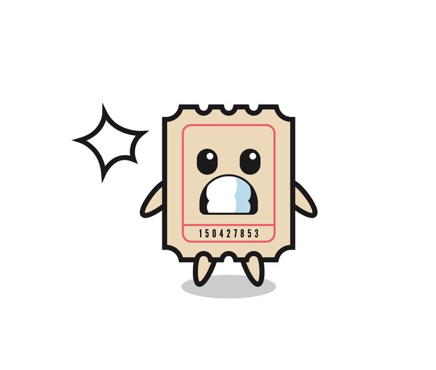 Caricatura de personaje de boleto con gesto de sorpresa, diseño de estilo lindo para camiseta, pegatina, elemento de logotipo