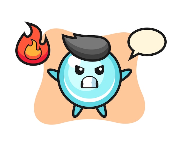 Caricatura de personaje de burbuja con gesto enojado, diseño de estilo lindo