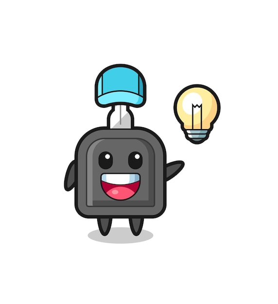 Caricatura de personaje clave de coche entendiendo la idea, diseño de estilo lindo para camiseta, pegatina, elemento de logotipo