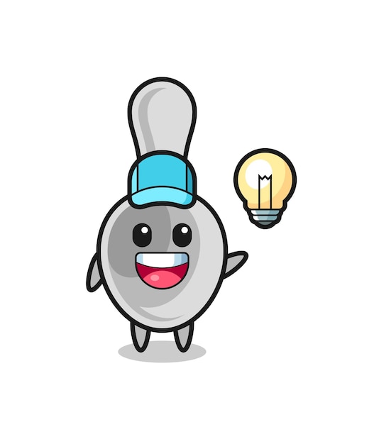 Caricatura de personaje de cuchara captando la idea