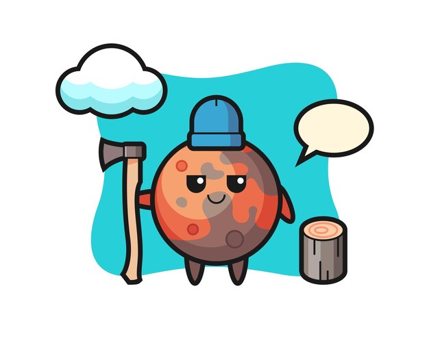Caricatura de personaje de Marte como leñador.