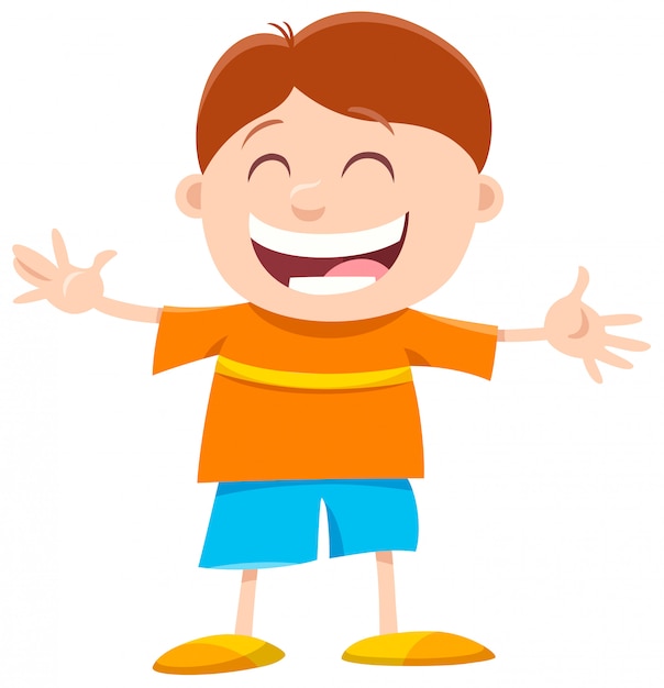 Vector caricatura de personaje de niño feliz