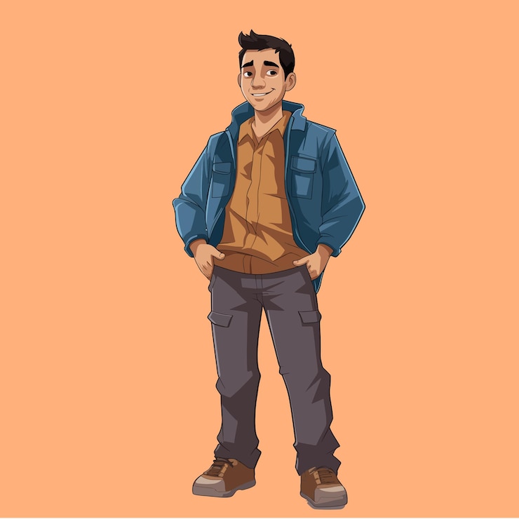 Vector caricatura de personaje normal para póster de videojuego
