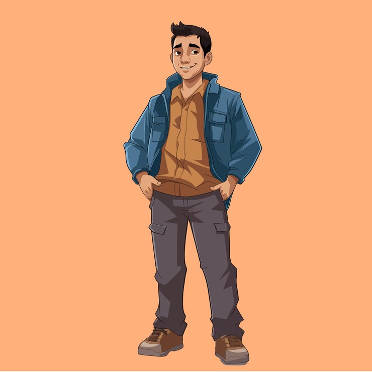 Vector caricatura de personaje normal para póster de videojuego