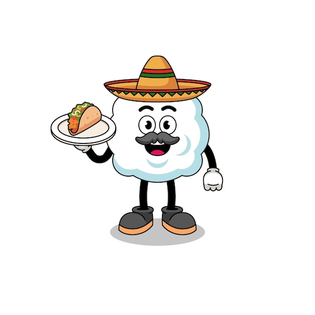 Vector caricatura de personaje de nube como chef mexicano.