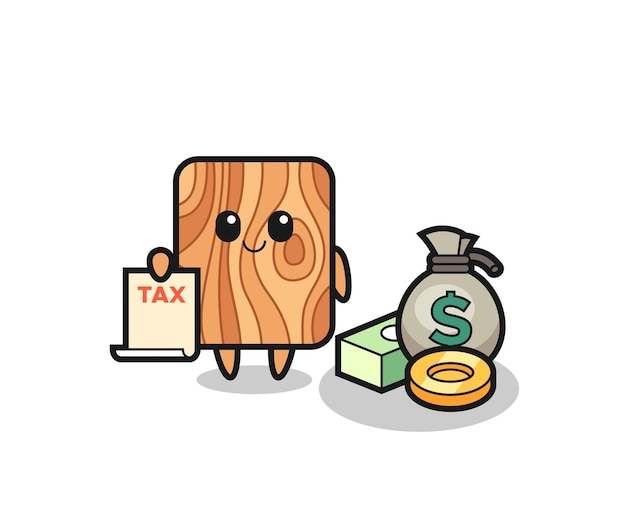 Caricatura de personaje de tablón de madera como contador.