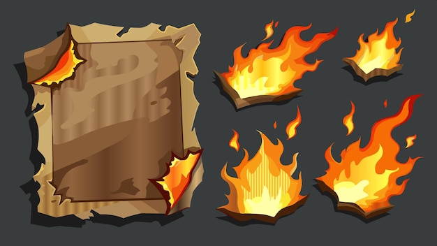 una caricatura de una pieza de papel con un letrero que dice "fuego"