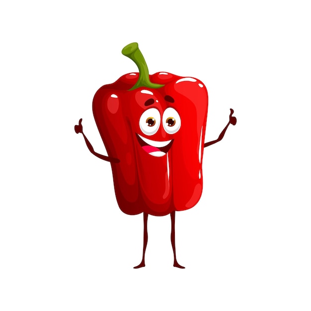 Caricatura, pimiento, ceto, dieta, comida, carácter, ceto, dieta, producto, cómico, carácter, nutrición saludable, vegetal maduro, aislado, vector, infantil, personaje, o, comida sana, pimienta, lindo, mascota