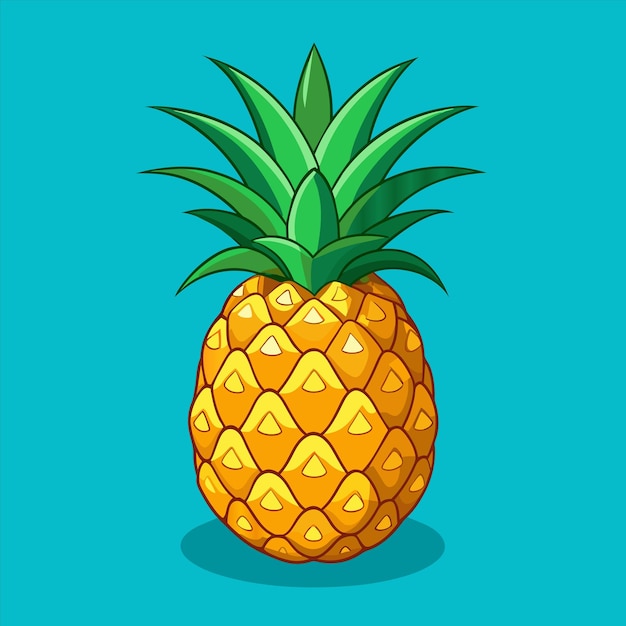 una caricatura de una piña con un fondo verde con una estrella amarilla en la parte superior