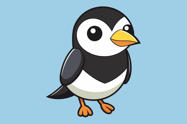 una caricatura de un pingüino con un fondo azul
