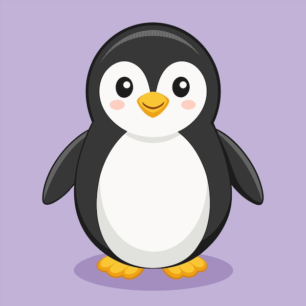 una caricatura de un pingüino con un fondo púrpura