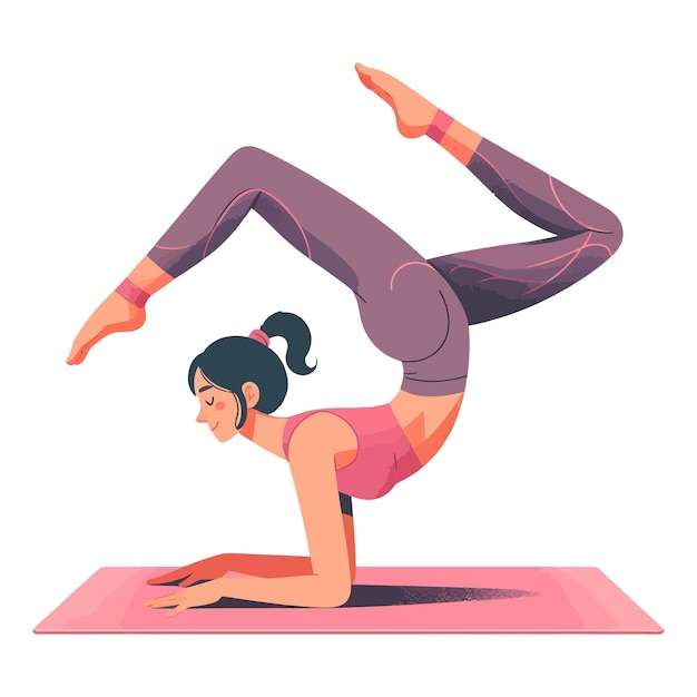 Caricatura plana de chica acrobática Ilustración vectorial