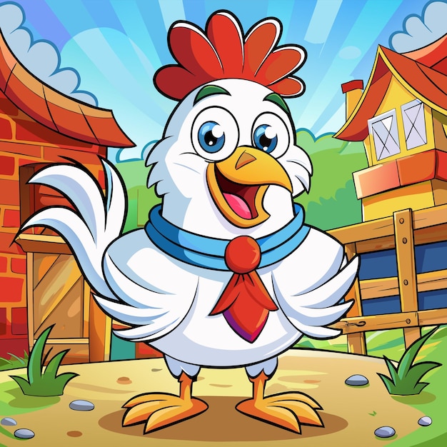 Vector una caricatura de un pollo con una corbata en él