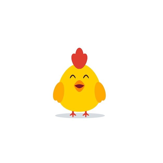 Vector caricatura de pollo lindo feliz amarillo