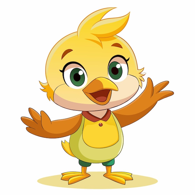 una caricatura de un pollo con ojos verdes y una camisa amarilla que dice cita un pollo cita