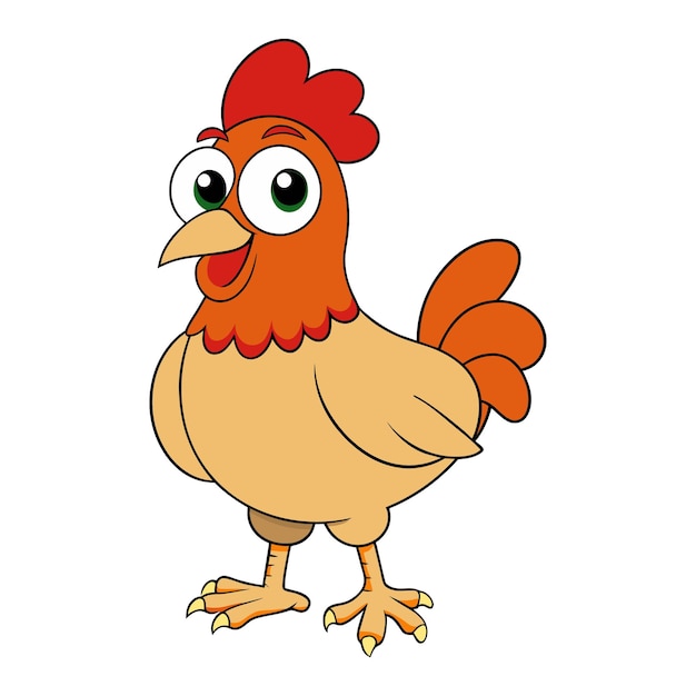 una caricatura de un pollo con un pico rojo y un fondo blanco