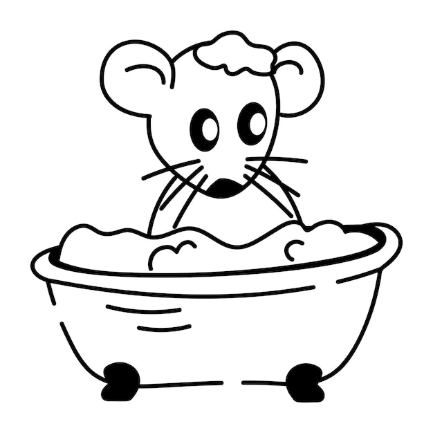 una caricatura de un ratón en una bañera con un ratón dentro