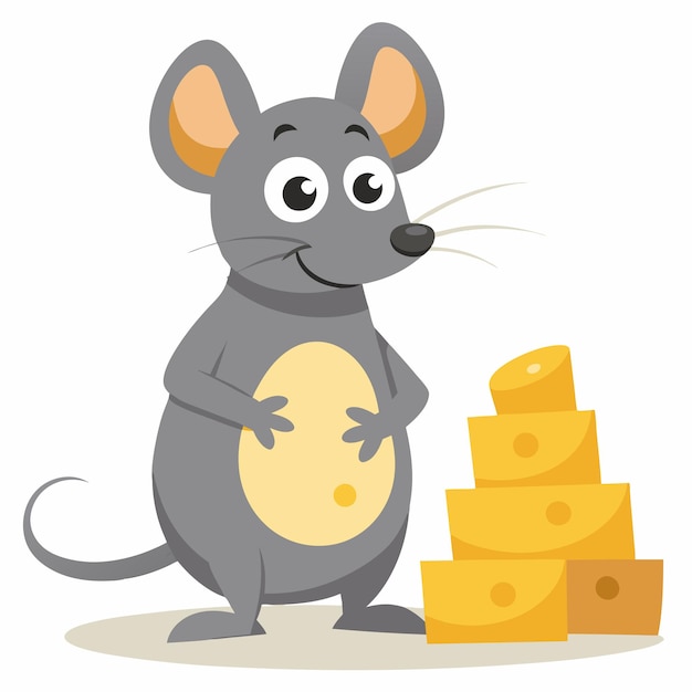 una caricatura de un ratón con queso y queso