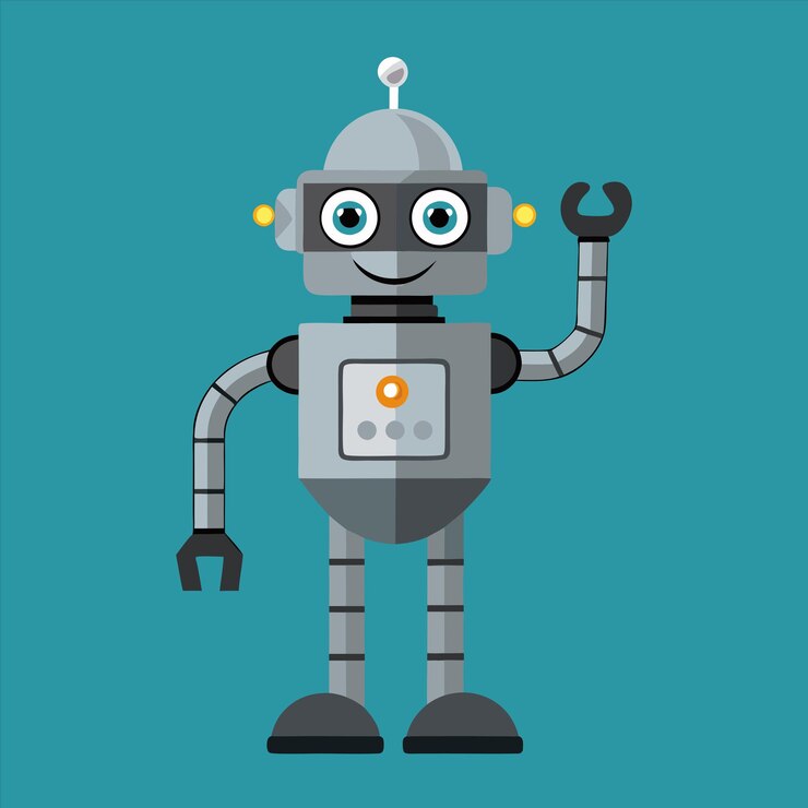 Vector una caricatura de un robot con la palabra robot en él