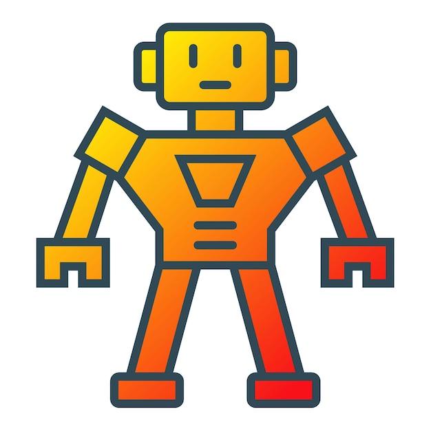 Vector una caricatura de un robot con un traje naranja y naranja en él