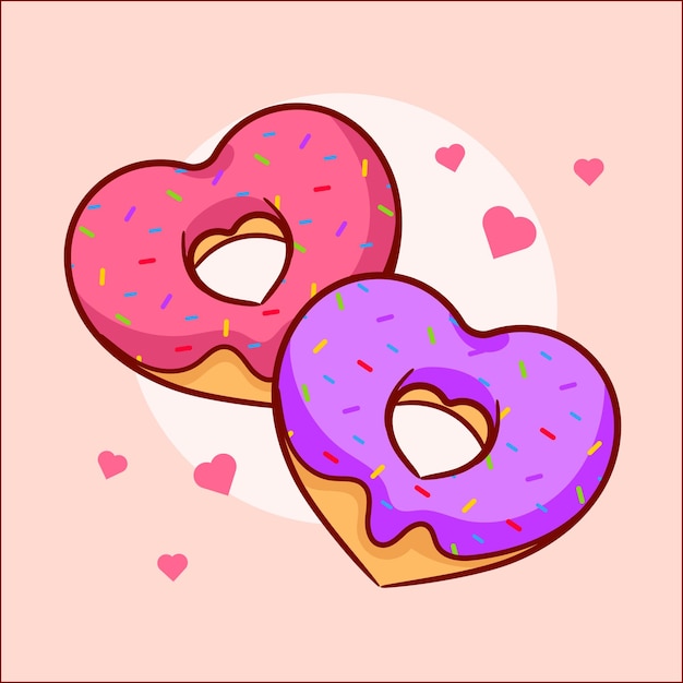 Vector caricatura de rosquilla en forma de corazón estilo plano vectorial diseño conceptual de comida rápida fondo blanco aislado