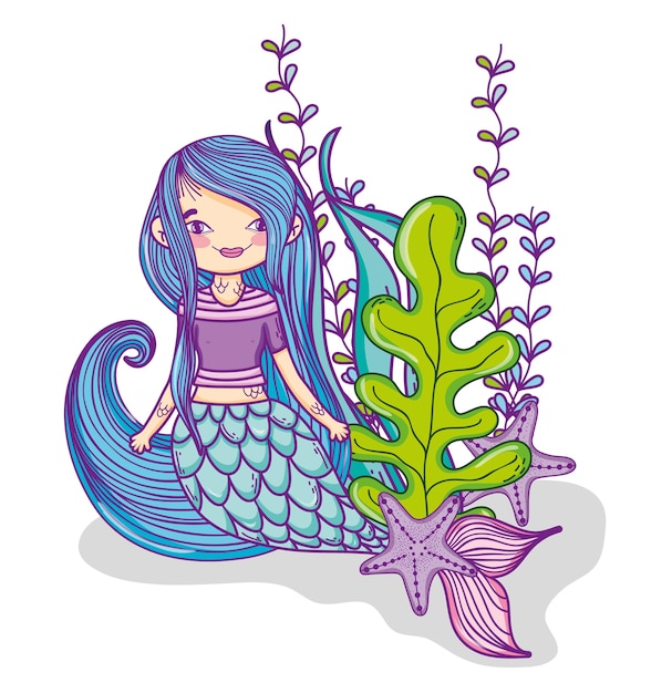 Vector caricatura de sirena linda