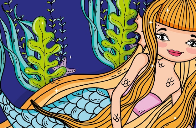 Caricatura de sirena linda