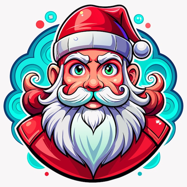 Vector una caricatura de un sombrero de santa con una barba roja