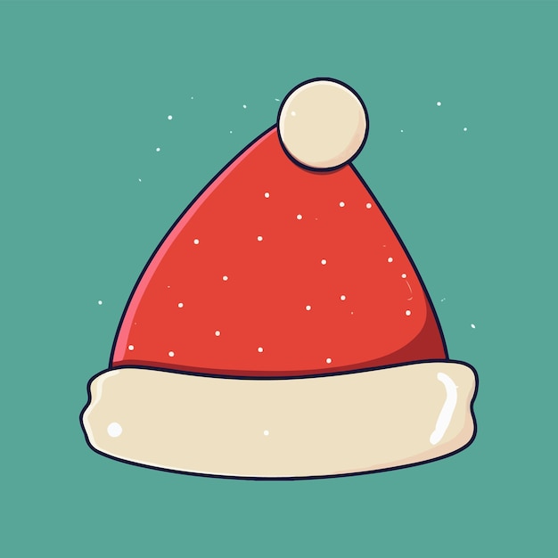 una caricatura de un sombrero de Santa con una bola blanca en la parte superior