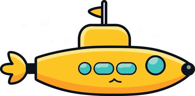 una caricatura de un submarino con una cara en él