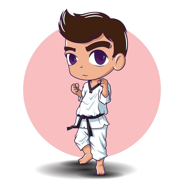 caricatura, takwondo, vector, deporte, concepto