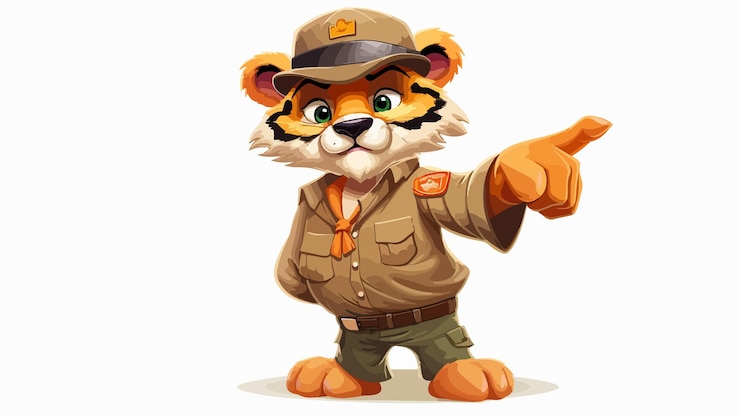 Vector una caricatura de un tigre con un sombrero que dice tigre