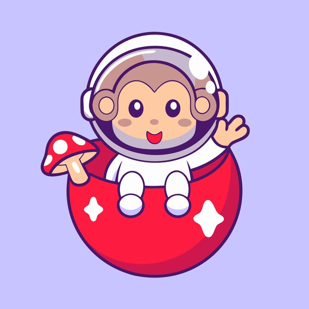 una caricatura de un traje espacial con un mono bebé en la espalda