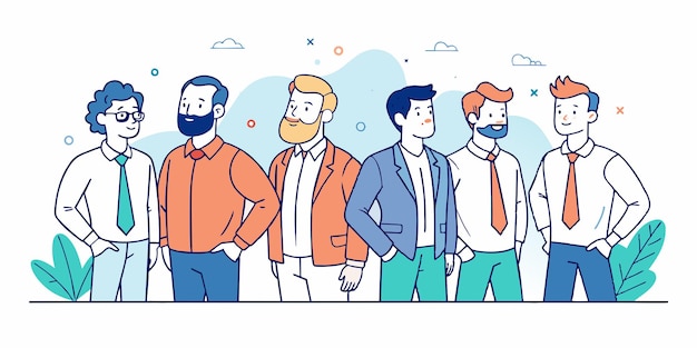 una caricatura de tres hombres con barba y corbata