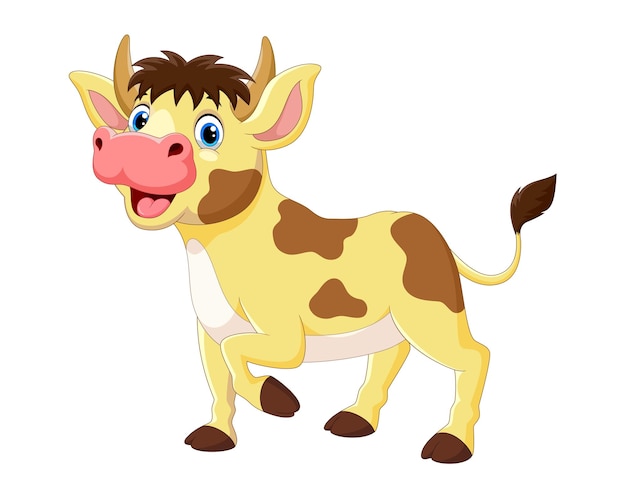 Una caricatura de vaca aislada en una ilustración vectorial de fondo blanco