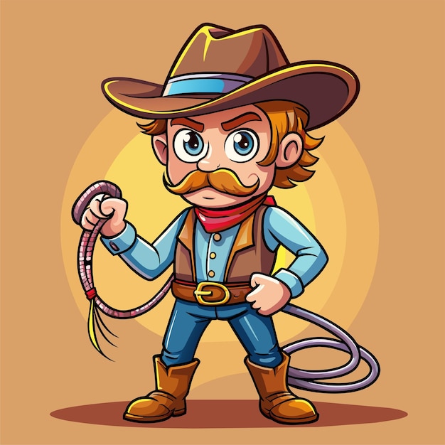 una caricatura de un vaquero con una cuerda y un lazo