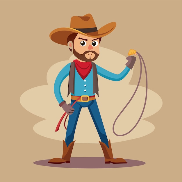una caricatura de un vaquero con un lazo en la cabeza