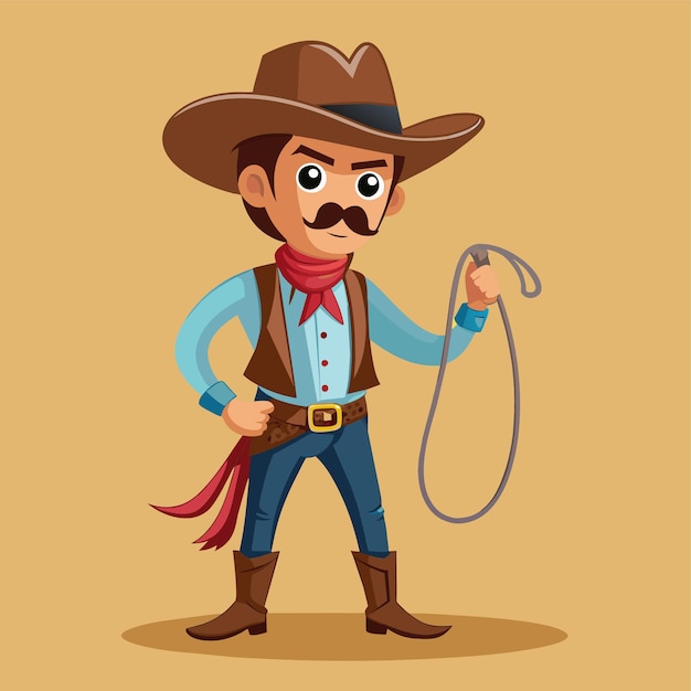 una caricatura de un vaquero con un lazo en la cara