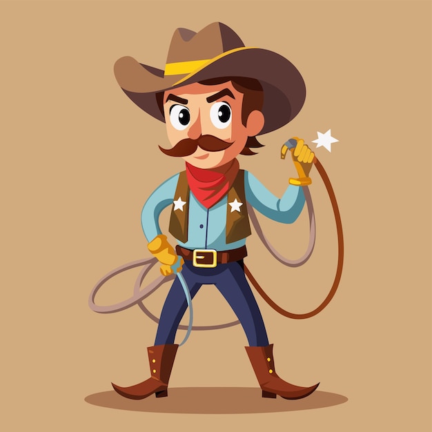 una caricatura de un vaquero con un lazo en la cara