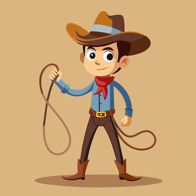 una caricatura de un vaquero con un lazo en la cara