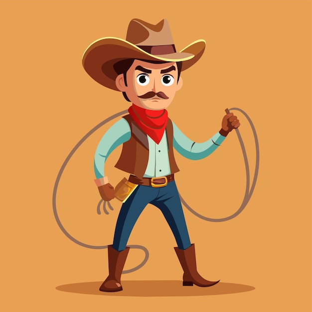 una caricatura de un vaquero con un lazo en la cara
