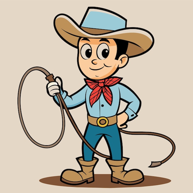 una caricatura de un vaquero con un lazo y un lazo